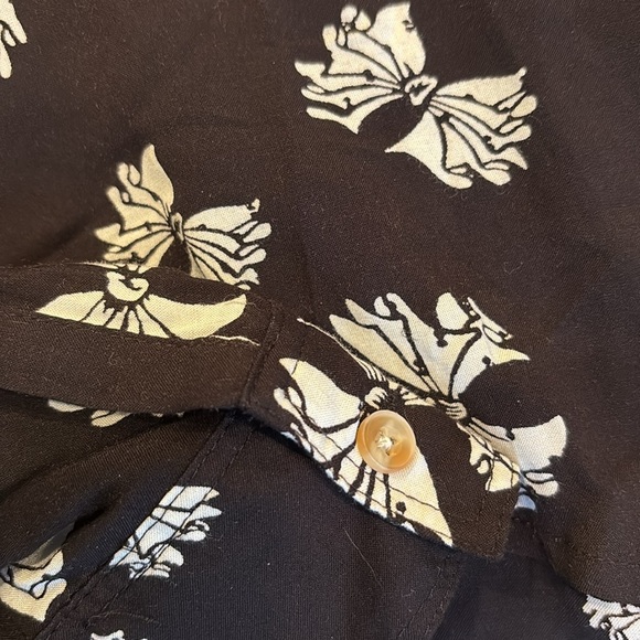 MAEVE Anthropologie rayon bow pattern high low hem blouse size 0 - Picture 9 of 10